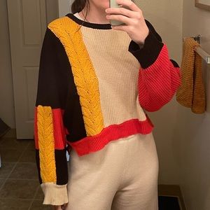 Color block Cropped Sweater